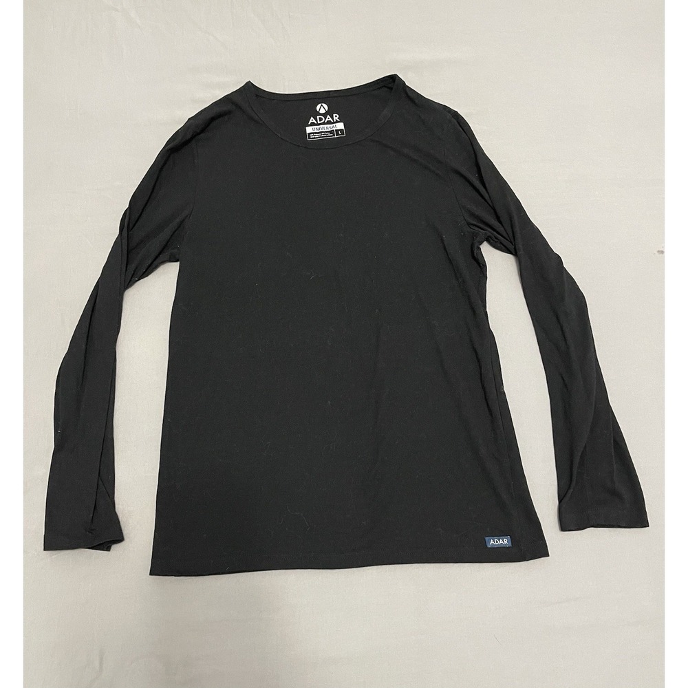 Adar Universal Womens‎ Long Sleeve Underscrub Tee Black Crew Neck Style 2903 L
